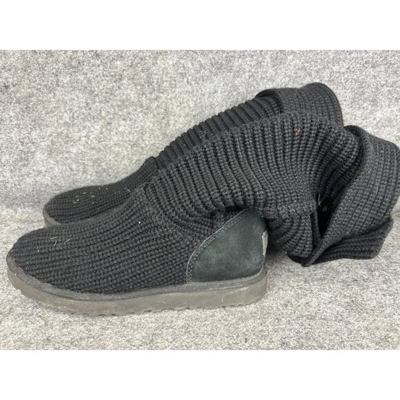 UGG Boots Womens Size 10 Black Classic Cardy II Knit Tall Slouch Winter - Picture 1 of 9